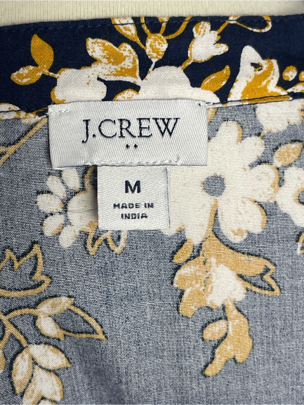 J. Crew Cotton Poplin Ruffle Top Floral Long-Sleeve Blouse - Navy - Picture 5 of 9